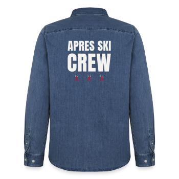 Après Ski Crew Wintersport Ski Gruppe Partnerlook - Männer Jeanshemd Organic von Stanley/Stella - verwaschenes Mittelblau  - Hinten - AI Model Male 185 light (185cm)