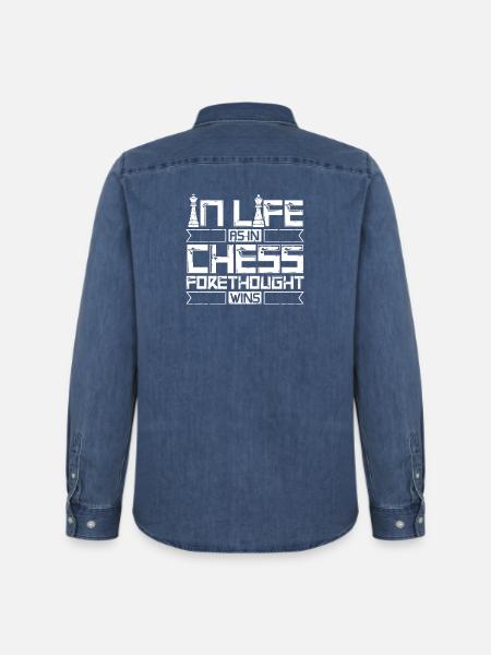 Échiquier des joueurs d’échecs - Chemise en denim homme bio Stanley/Stella - bleu moyen délavé