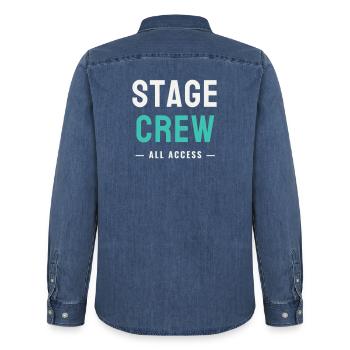 Stage Crew All Access Stage Team Staff Concert - Men’s Organic Denim Shirt by Stanley/Stella - mid washy  - Back - AI Model Male 185 light (185cm)