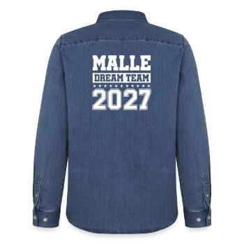Malle Dream Team 2027 - Männer Jeanshemd Organic von Stanley/Stella - verwaschenes Mittelblau  - Hinten - AI Model Male 185 light (185cm)