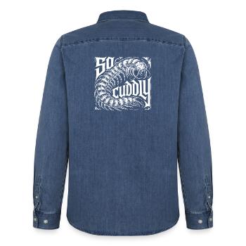 Conception Scolopender - Chemise en denim homme bio Stanley/Stella - bleu moyen délavé  - Dos - AI Model Male 185 light (185cm)