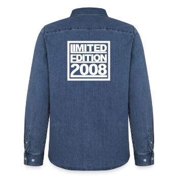 Limitierte Edition 2008 Design Geburtstag - Männer Jeanshemd Organic von Stanley/Stella - verwaschenes Mittelblau  - Hinten - AI Model Male 185 light (185cm)