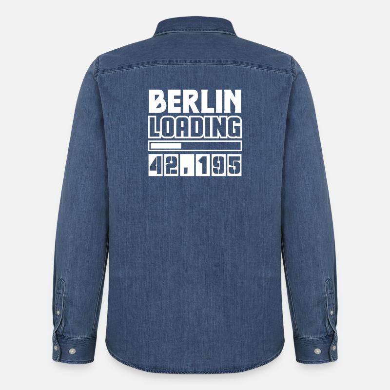 Berlin Loading 42.195 - Männer Jeanshemd Organic von Stanley/Stella - verwaschenes Mittelblau 
