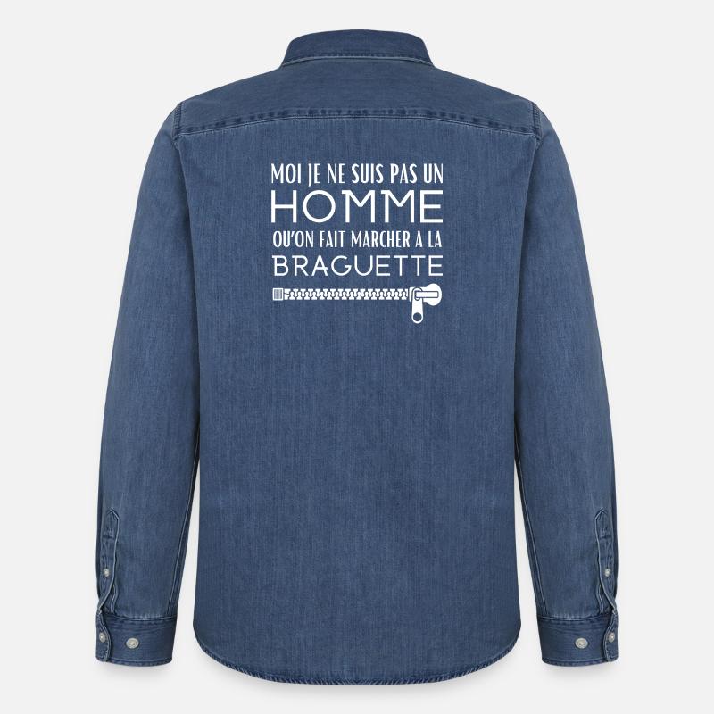 Mit einer Fliege laufen - Männer Jeanshemd Organic von Stanley/Stella - verwaschenes Mittelblau