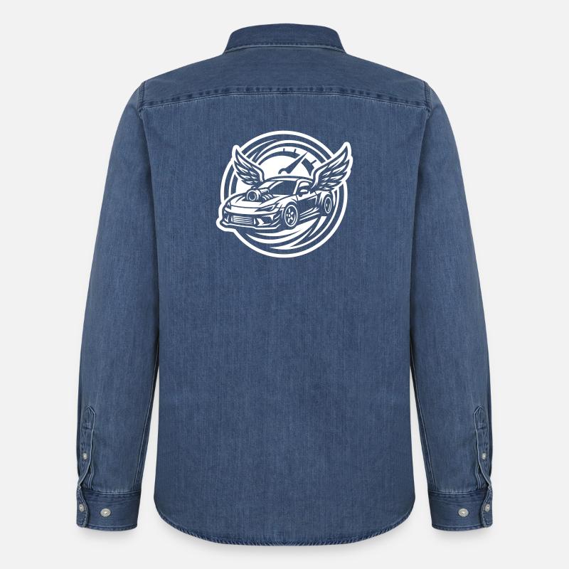 Auto Tuning Tacho - Männer Jeanshemd Organic von Stanley/Stella - verwaschenes Mittelblau 