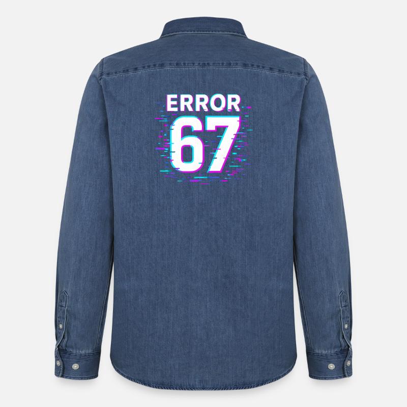 Idea regalo per il meme cibernetico Error 67 Six Seven Glitch - Camicia in denim uomo bio di Stanley/Stella - blu medio slavato 