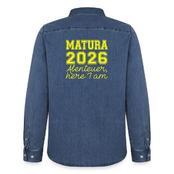 Matura 2026 Spruch - Männer Jeanshemd Organic von Stanley/Stella - verwaschenes Mittelblau  - Hinten - AI Model Male 185 light (185cm)