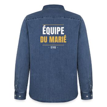 Équipe du Marié EVG Or Enterrement Vie Garçon - Männer Jeanshemd Organic von Stanley/Stella - verwaschenes Mittelblau  - Hinten - AI Model Male 185 light (185cm)
