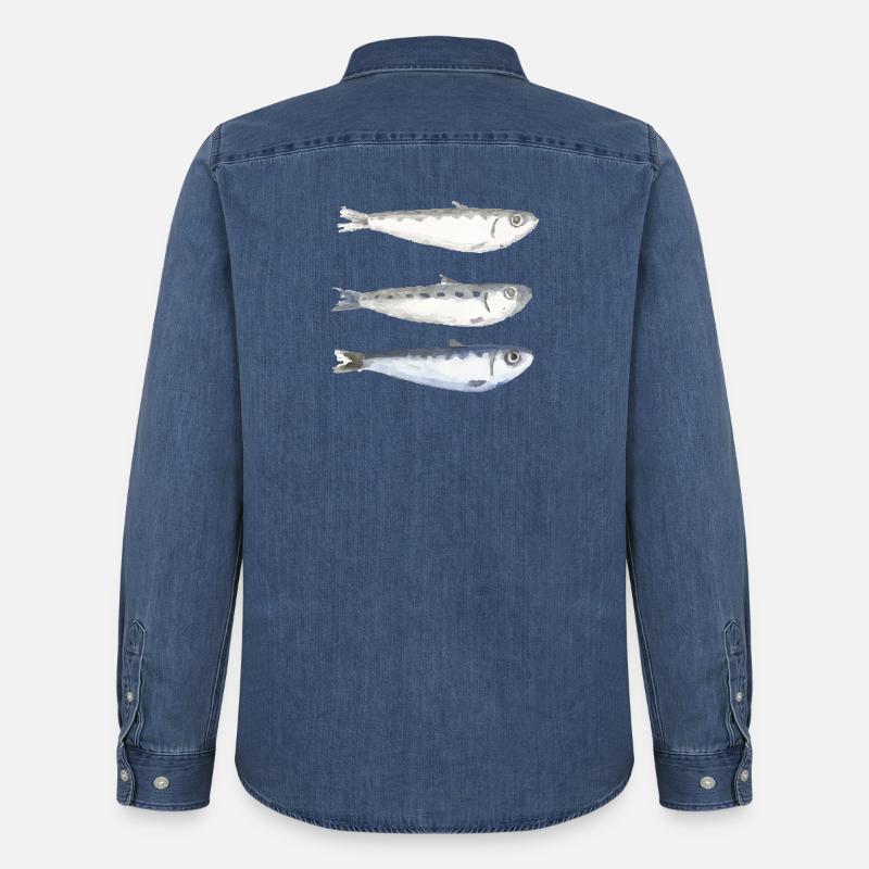 sardina - Camicia in denim uomo bio di Stanley/Stella - blu medio slavato 
