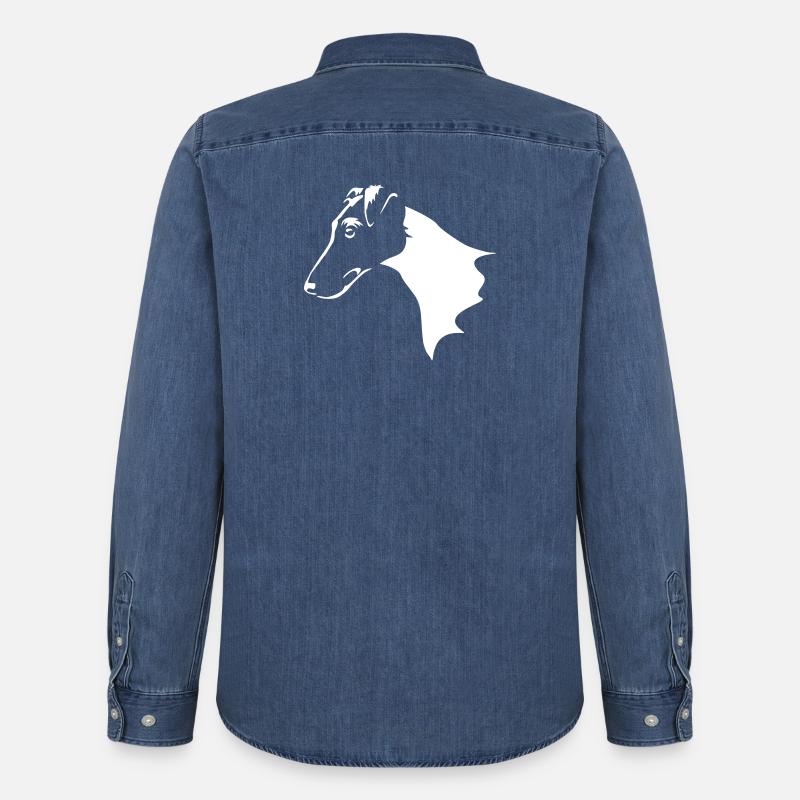 Foxterrier Kopf "Black Edition" - Männer Jeanshemd Organic von Stanley/Stella - verwaschenes Mittelblau 