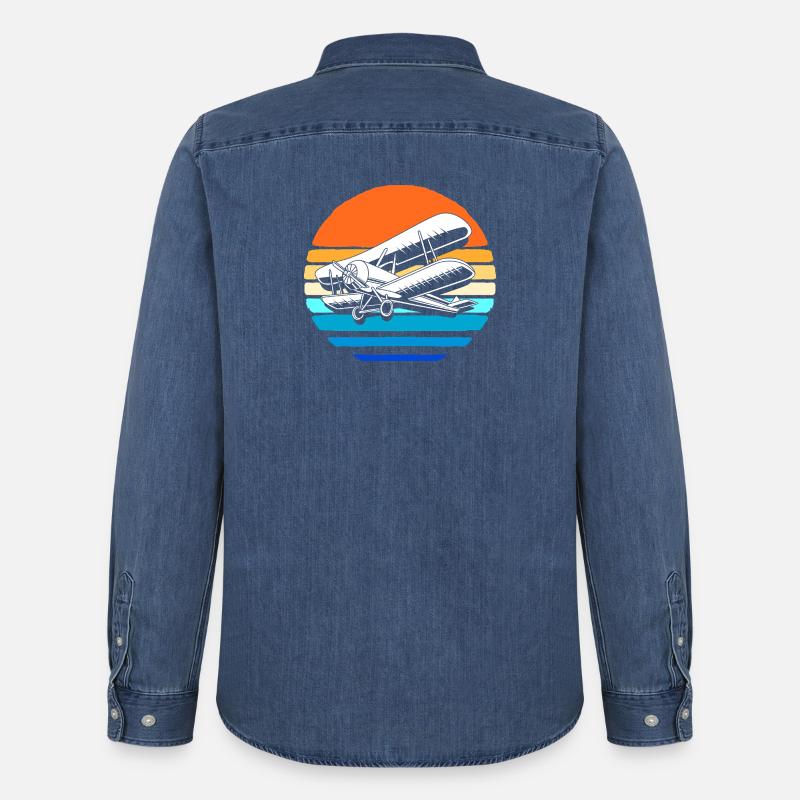 Modellflugzeug Modellflug - Männer Jeanshemd Organic von Stanley/Stella - verwaschenes Mittelblau