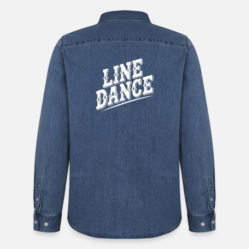 Line Dance Retro Stil - Männer Jeanshemd Organic von Stanley/Stella - verwaschenes Mittelblau 