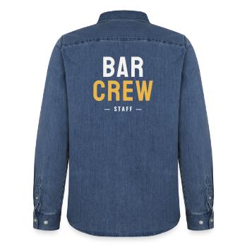 Bar Crew Staff Gastro Waiter Team Drinks Party - Men’s Organic Denim Shirt by Stanley/Stella - mid washy  - Back - AI Model Male 185 light (185cm)