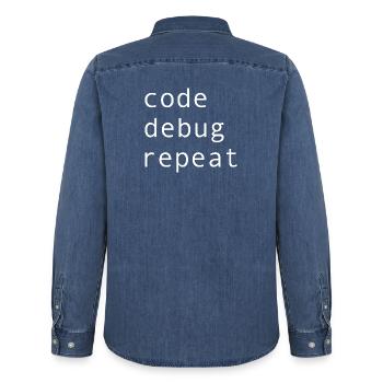 Programmierer Humor - Männer Jeanshemd Organic von Stanley/Stella - verwaschenes Mittelblau  - Hinten - AI Model Male 185 light (185cm)