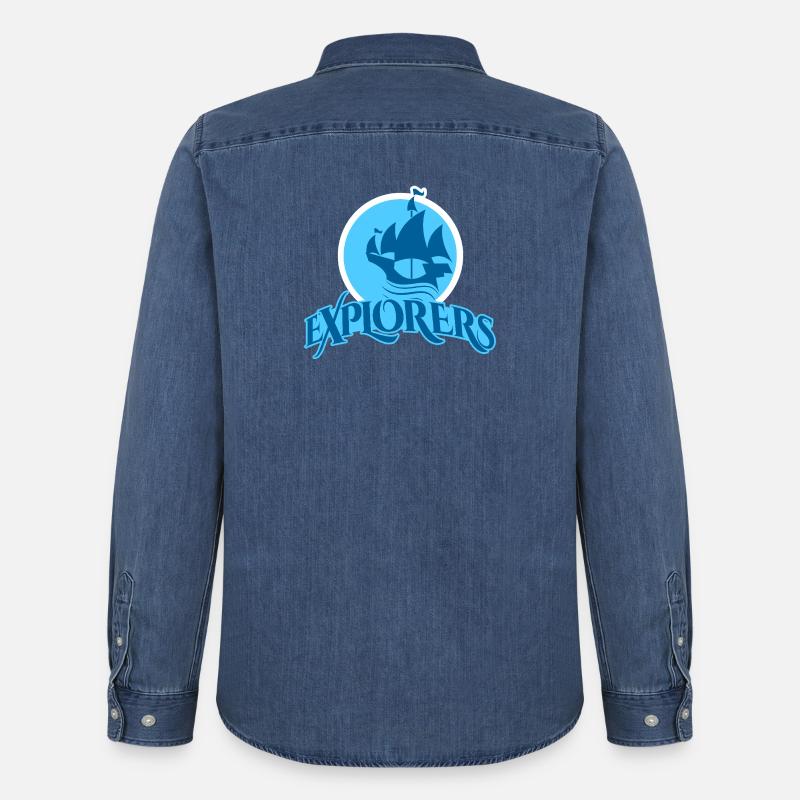 Die Reise der Entdecker Schiffsdesign - Männer Jeanshemd Organic von Stanley/Stella - verwaschenes Mittelblau 