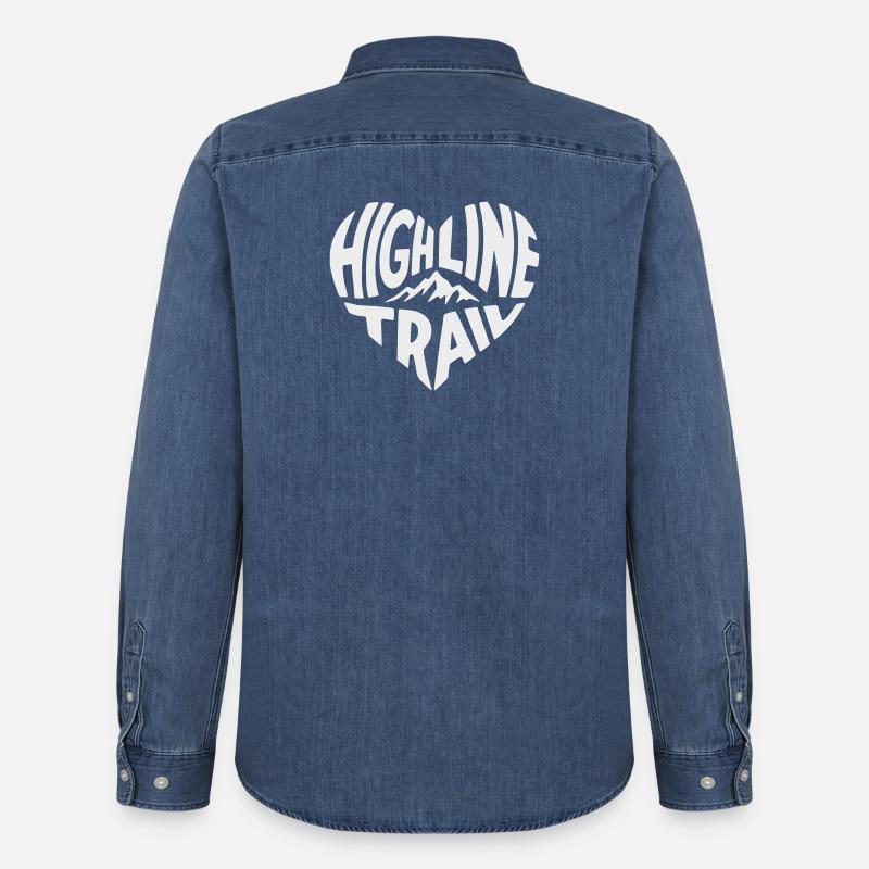 Highline Trail Bergpfad Logo - Männer Jeanshemd Organic von Stanley/Stella - verwaschenes Mittelblau 