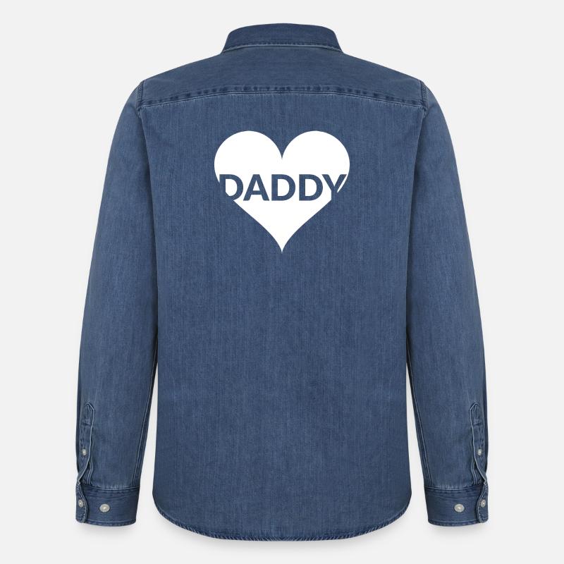 Daddy Herz Geschenk - Männer Jeanshemd Organic von Stanley/Stella - verwaschenes Mittelblau 