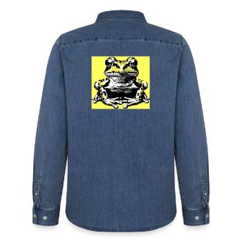 Frosch - Männer Jeanshemd Organic von Stanley/Stella - verwaschenes Mittelblau  - Hinten - AI Model Male 185 light (185cm)