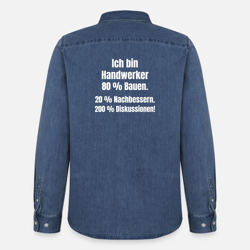 Ich bin Handwerker Spruch - Männer Jeanshemd Organic von Stanley/Stella - verwaschenes Mittelblau 