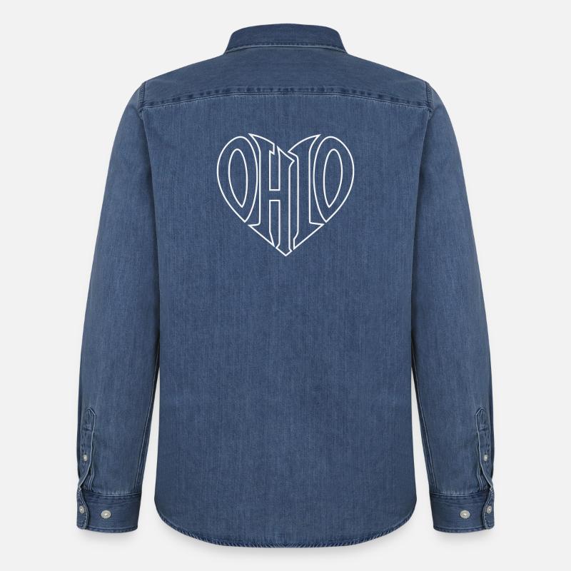 Ohio Herz Typo Emblem - Männer Jeanshemd Organic von Stanley/Stella - verwaschenes Mittelblau 