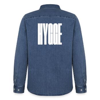 T-shirt graphique Hygge Bold Wordmark - Chemise en denim homme bio Stanley/Stella - bleu moyen délavé  - Dos - AI Model Male 185 light (185cm)