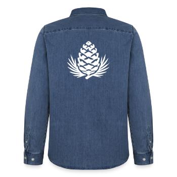 Tannenzapfen Zweig Symbol - Männer Jeanshemd Organic von Stanley/Stella - verwaschenes Mittelblau  - Hinten - AI Model Male 185 light (185cm)