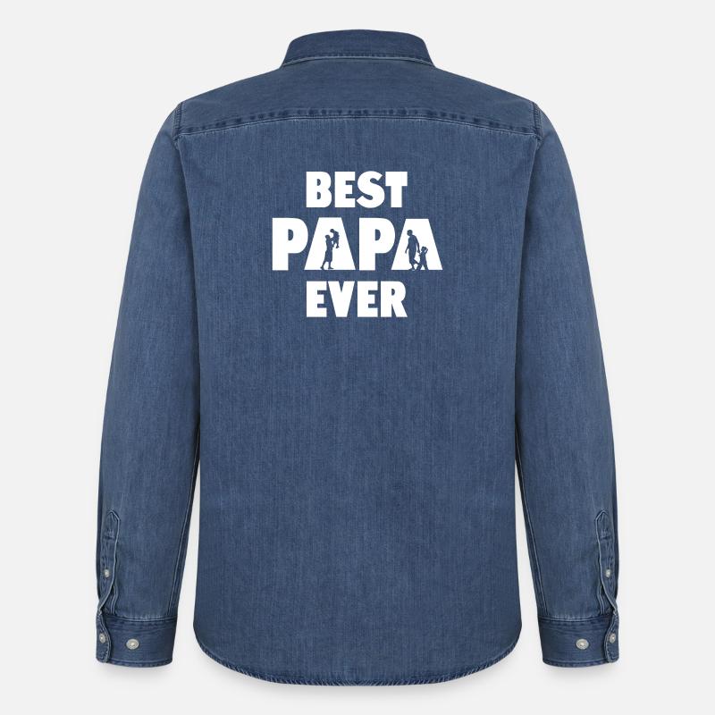 Bester Papa aller Zeiten - Männer Jeanshemd Organic von Stanley/Stella - verwaschenes Mittelblau 