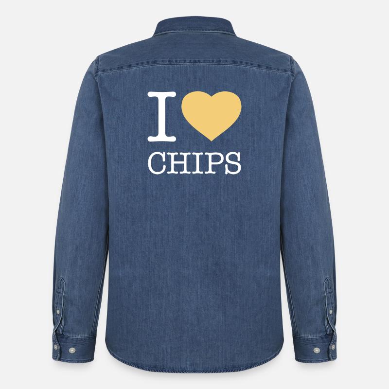 I LOVE CHIPS - Männer Jeanshemd Organic von Stanley/Stella - verwaschenes Mittelblau 