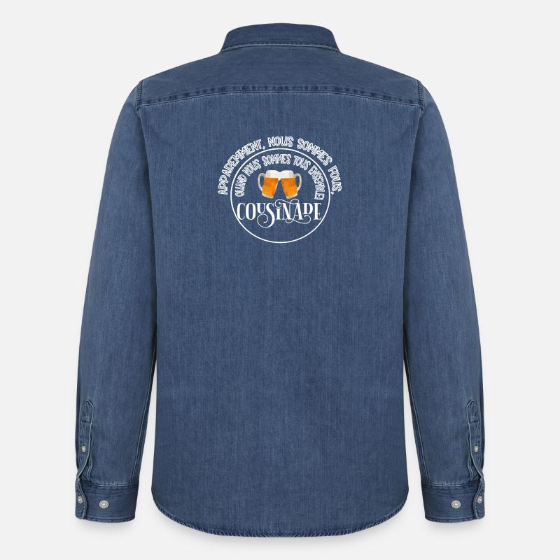 Cousinade + Jahr oder Datum zum Personalisieren - Männer Jeanshemd Organic von Stanley/Stella - verwaschenes Mittelblau 