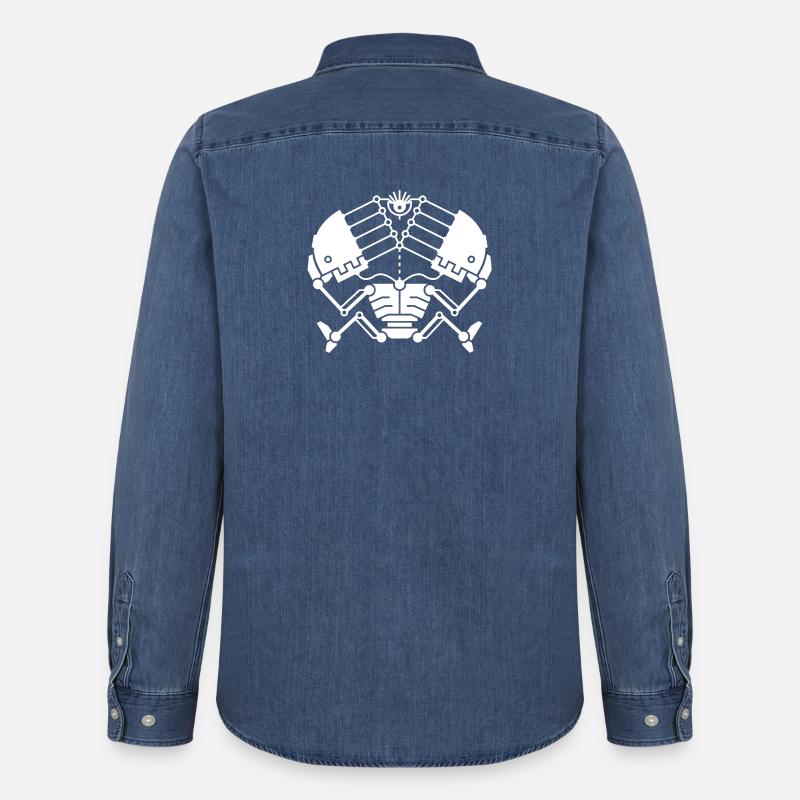 3rd Eye Robotics - version blanche - Chemise en denim homme bio Stanley/Stella - bleu moyen délavé 