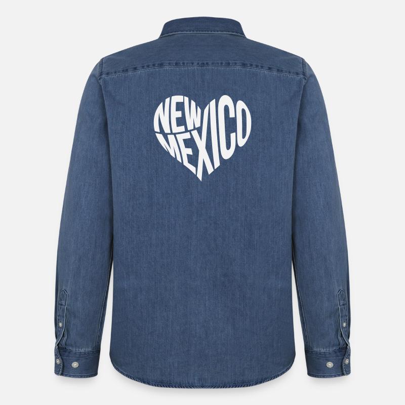 New Mexico Herz Typo - Männer Jeanshemd Organic von Stanley/Stella - verwaschenes Mittelblau 