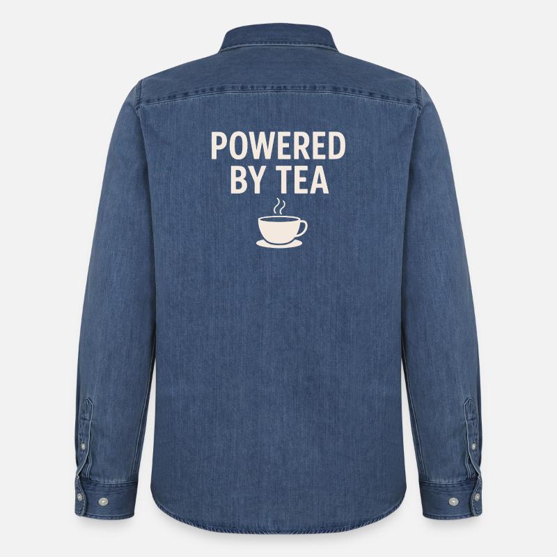 Powered by Tea Becher - Männer Jeanshemd Organic von Stanley/Stella - verwaschenes Mittelblau 