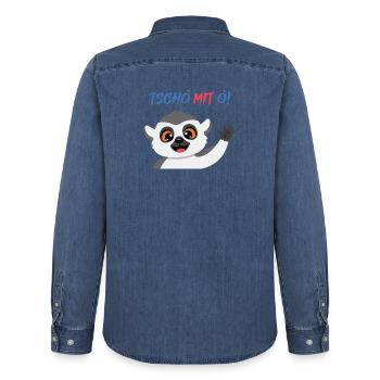 Tschö mit Ö Panda - Männer Jeanshemd Organic von Stanley/Stella - verwaschenes Mittelblau  - Hinten - AI Model Male 185 light (185cm)