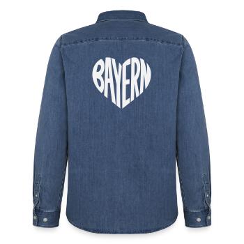 Typographie du cœur de Bavière - Chemise en denim homme bio Stanley/Stella - bleu moyen délavé  - Dos - AI Model Male 185 light (185cm)