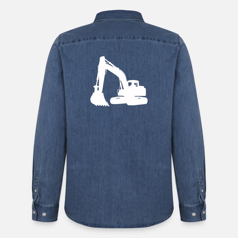 Bagger Silhouette für Baudesign - Männer Jeanshemd Organic von Stanley/Stella - verwaschenes Mittelblau 