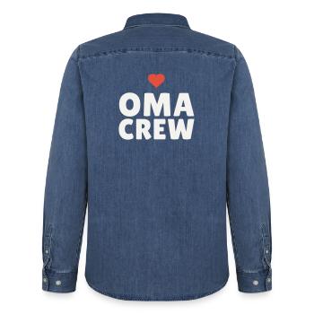 Équipe de Grand-mère Cœur Cadeau Grand-mère Équipe de la Fête des Mères - Chemise en denim homme bio Stanley/Stella - bleu moyen délavé  - Dos - AI Model Male 185 light (185cm)
