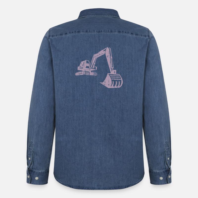 Bagger Silhouette Bauarbeiter Grunge Design - Männer Jeanshemd Organic von Stanley/Stella - verwaschenes Mittelblau 