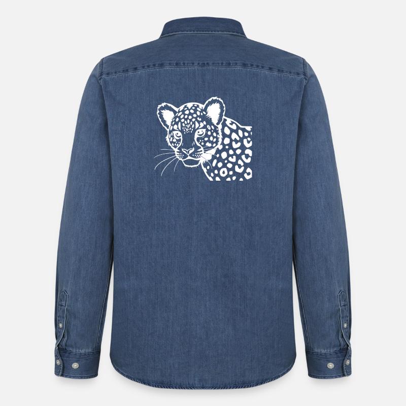 Leopard - Männer Jeanshemd Organic von Stanley/Stella - verwaschenes Mittelblau 