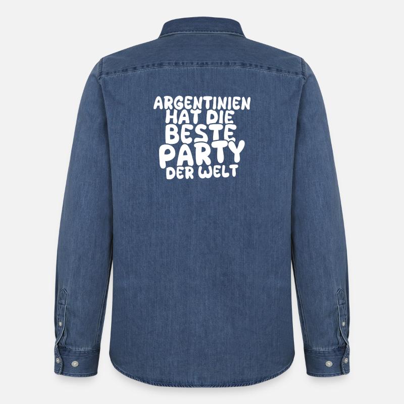 Feiern Argentinien - Männer Jeanshemd Organic von Stanley/Stella - verwaschenes Mittelblau