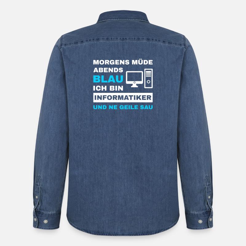 computer scientist programmer admin sayings funny - Men’s Organic Denim Shirt by Stanley/Stella - mid washy 