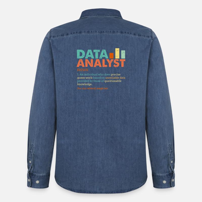 Data Analyst Retro Farbblöcke - Männer Jeanshemd Organic von Stanley/Stella - verwaschenes Mittelblau