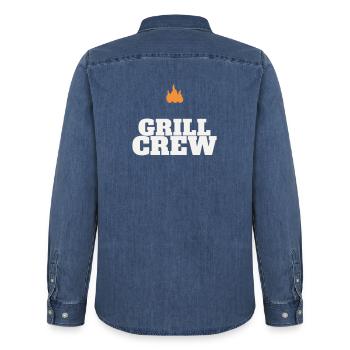 Équipe de grillage barbecue grillé Grill Master Team Fête des pères - Chemise en denim homme bio Stanley/Stella - bleu moyen délavé  - Dos - AI Model Male 185 light (185cm)
