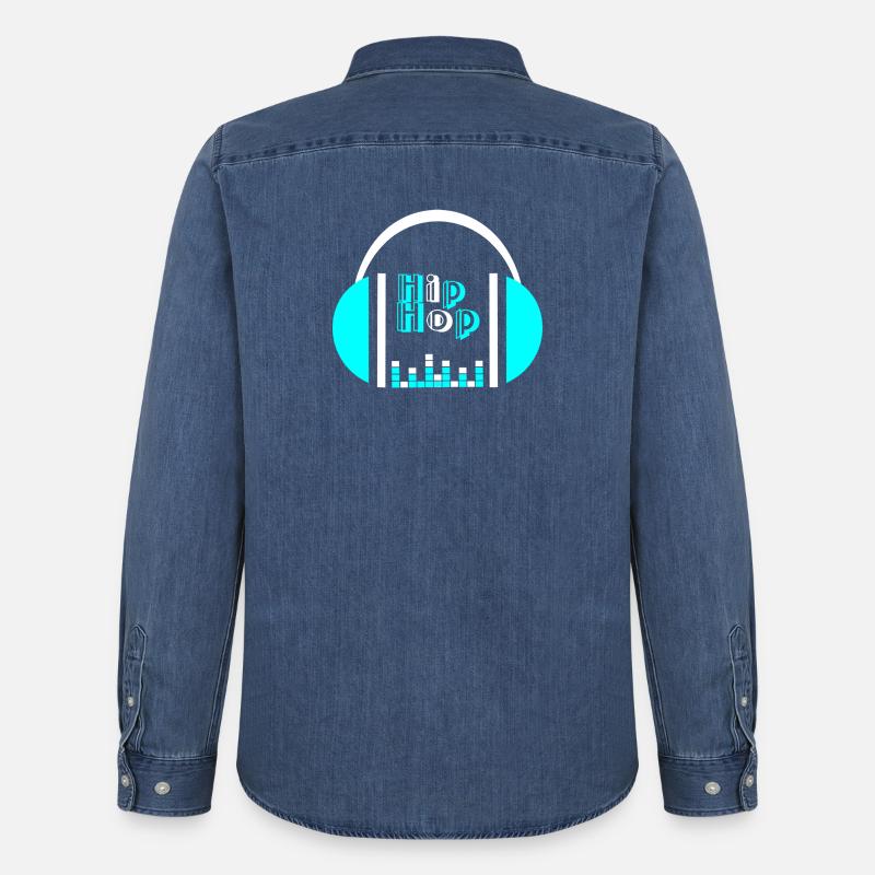 Neonkopfhörer mit Equalizer-Design - Männer Jeanshemd Organic von Stanley/Stella - verwaschenes Mittelblau 