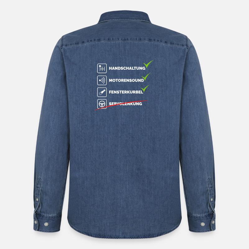 auto tuning oldtimer schrauber Handschaltung - Männer Jeanshemd Organic von Stanley/Stella - verwaschenes Mittelblau 