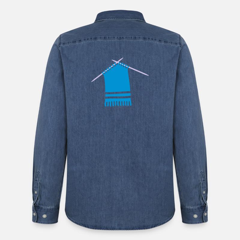 Farbiger Wollschal mit Strickmuster - Männer Jeanshemd Organic von Stanley/Stella - verwaschenes Mittelblau 