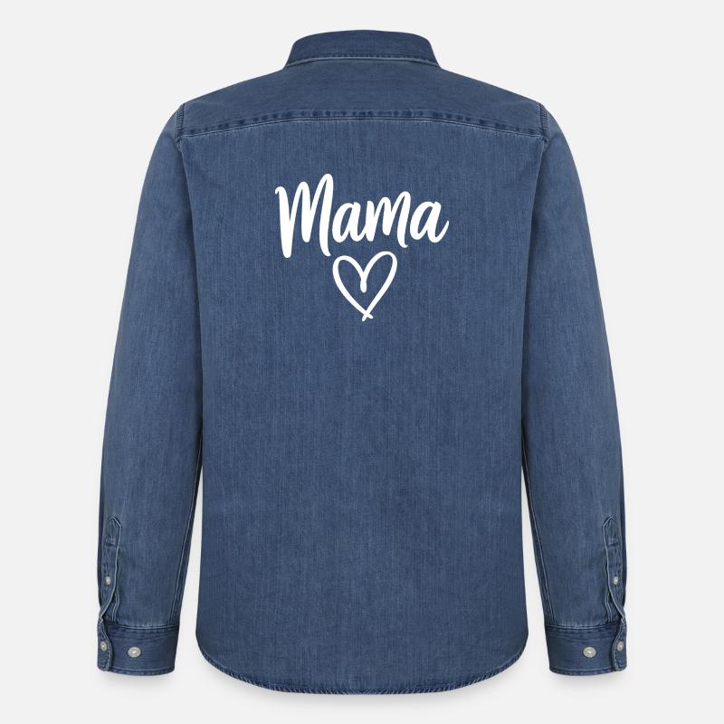 Mama Heart Script Logo - Männer Jeanshemd Organic von Stanley/Stella - verwaschenes Mittelblau