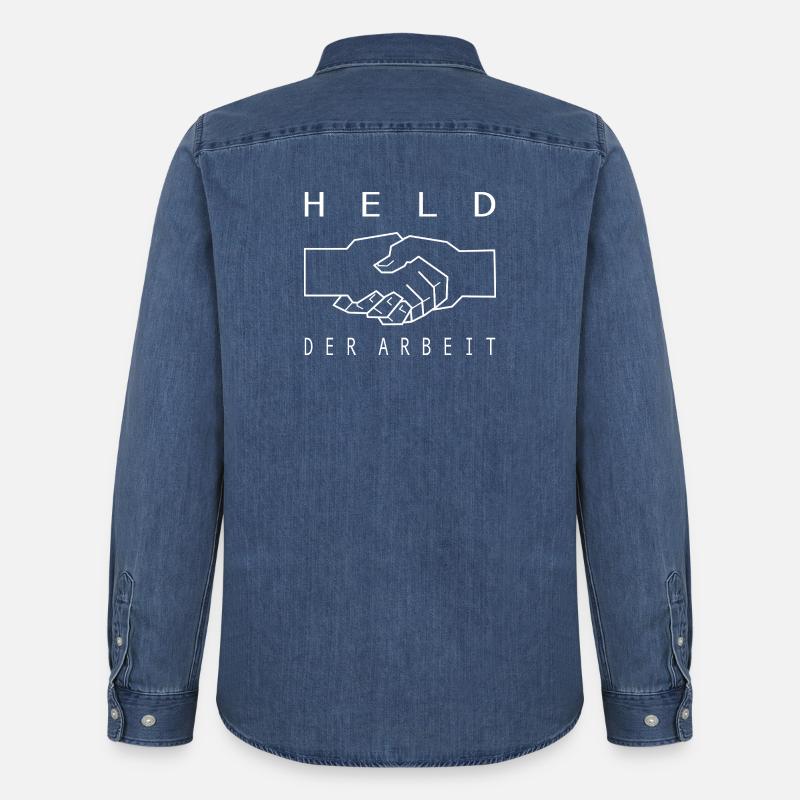DDR Held der Arbeit - Männer Jeanshemd Organic von Stanley/Stella - verwaschenes Mittelblau 