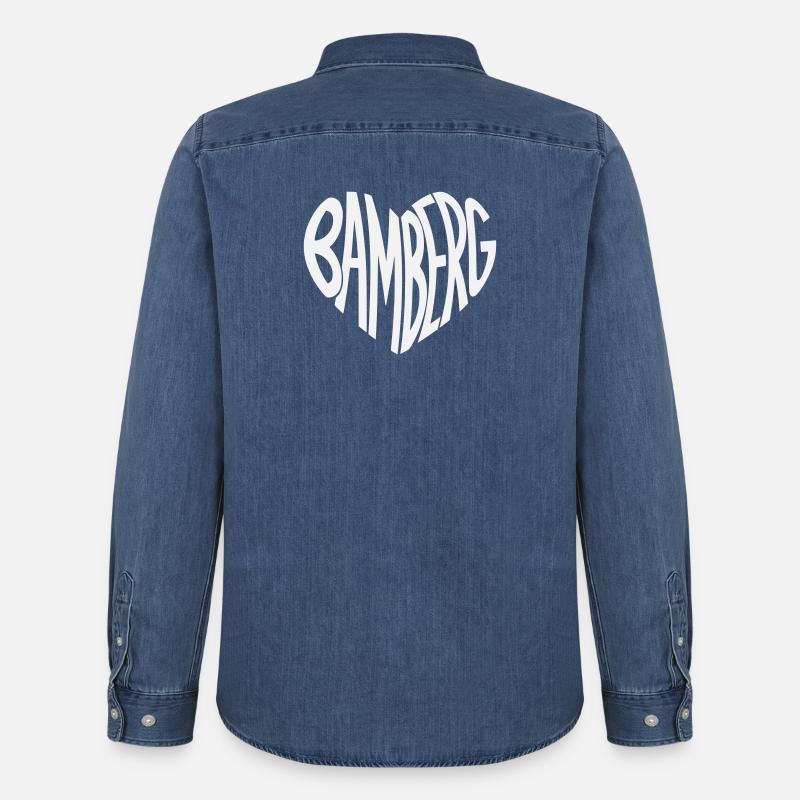 Bamberg Herz Typo - Männer Jeanshemd Organic von Stanley/Stella - verwaschenes Mittelblau 