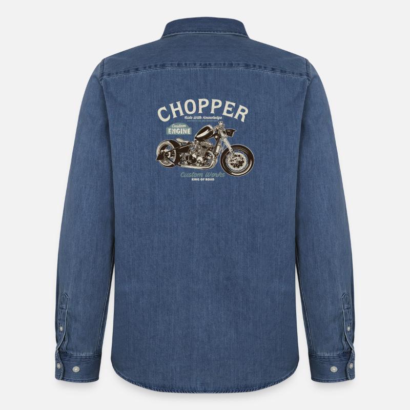 Chopper Custom Engine - Stanley/Stella denimskjorte - afbleget mellemblå 