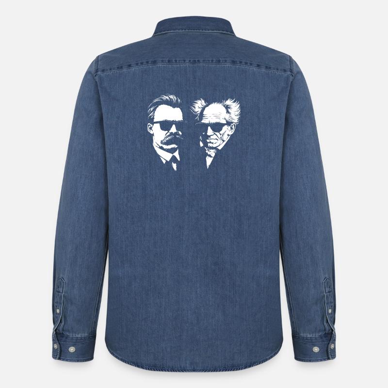 Die deutschen Philosophen Nietzsche und Schopenhhauer - Männer Jeanshemd Organic von Stanley/Stella - verwaschenes Mittelblau 